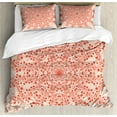 thumbnail image 1 of Mandala Duvet Cover Set, Rural Meadow Wild Flowers Twigs and Blooms Round Bouquet Corsage Pattern, Decorative 3 Piece Bedding Set with 2 Pillow Shams, Queen Size, Peach Salmon, by Ambesonne, 1 of 3