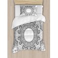 thumbnail image 1 of Mandala Duvet Cover Set, Traditional Design with Ornamental Circle Flower Eastern Image, Decorative 2 Piece Bedding Set with 1 Pillow Shams, Twin Size, Black and White, by Ambesonne, 1 of 3