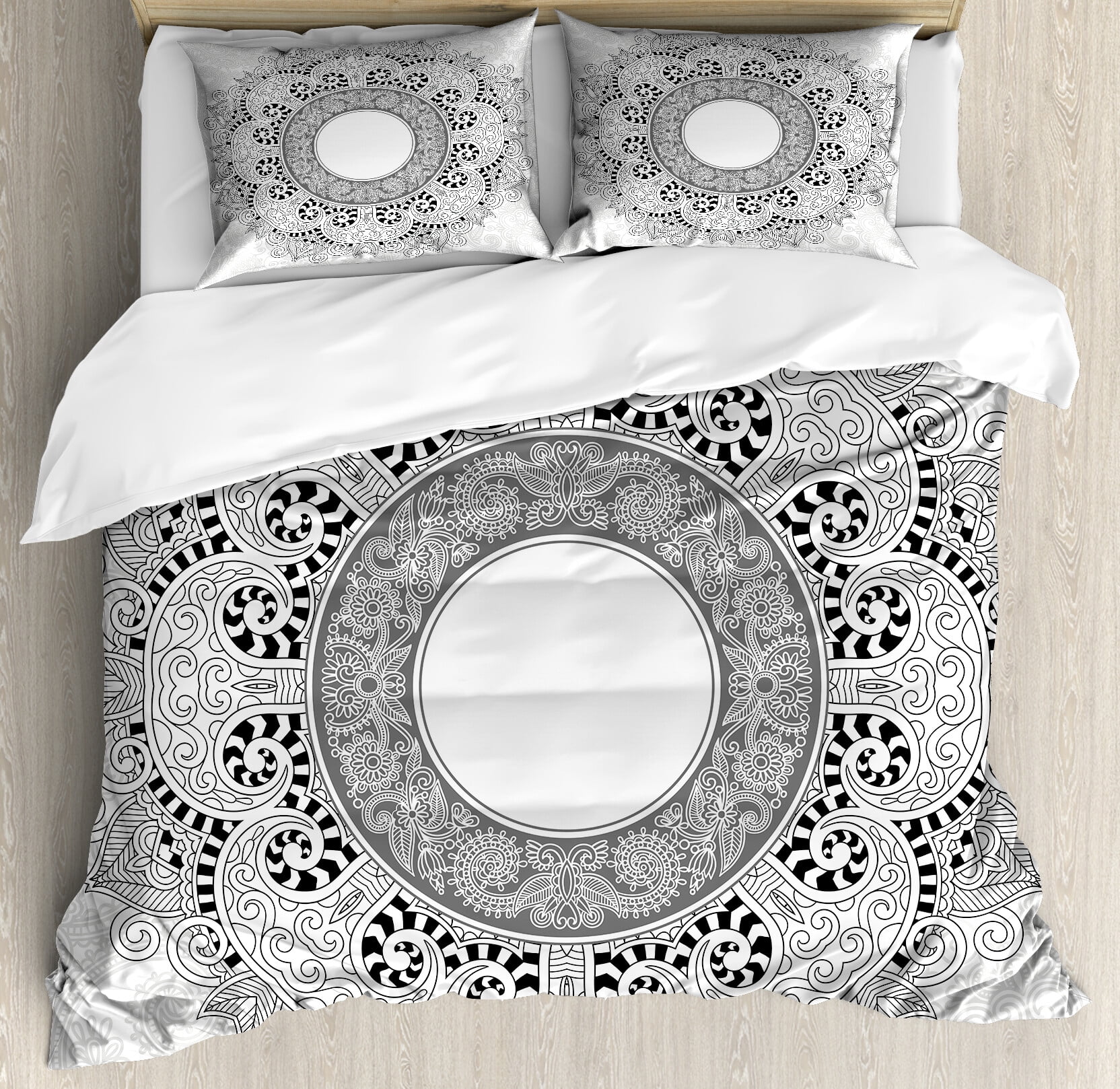 Mandala Duvet Cover Set, Traditional Design with Ornamental Circle