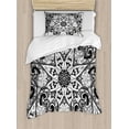 thumbnail image 1 of Mandala Duvet Cover Set Twin Size, Ethnic Eastern Style Lace Like Universe Pattern with Middle Eastern Effects Print, Decorative 2 Piece Bedding Set with 1 Pillow Sham, Black White, by Ambesonne, 1 of 3