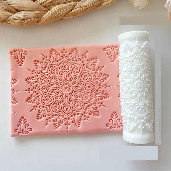 Mandala Embossing Tool for Polymer Clay - Textured Roller for Jewelry Making and Crafting