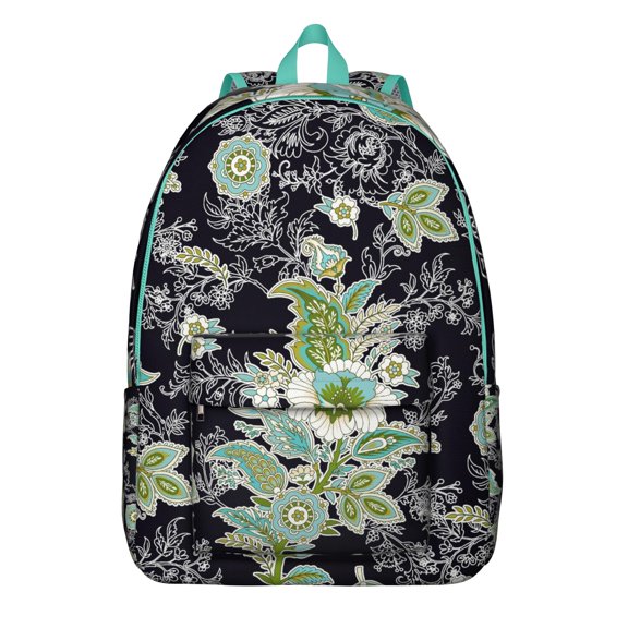 Mandala Ethnic Paisley Backpack for Women, Boho Floral Retro School Bag with Artistic Decorative Pattern