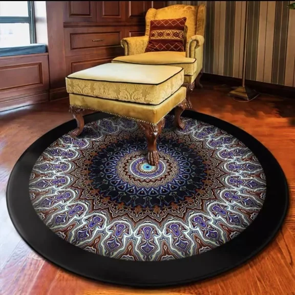 Mandala Ethnic Style Circular Carpet European Large Area Living Room Rugs 200cm Bedroom rative Carpets Study Non-slip Mats