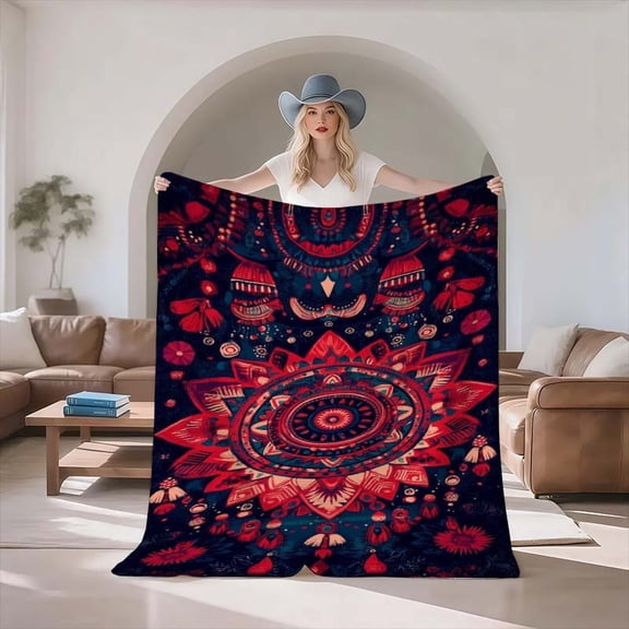 Mandala Flannel Blanket 47x90 Inch Extra Thick & Soft, Winter Warm Travel Throw, All-Season Camping Sofa Blanket, 2026 Instagram Style