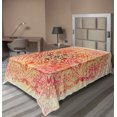 thumbnail image 1 of Ambesonne Mandala Flat Sheet, Doodle Flower Swirl Art, Twin Size, Pink Yellow and White, 1 of 1