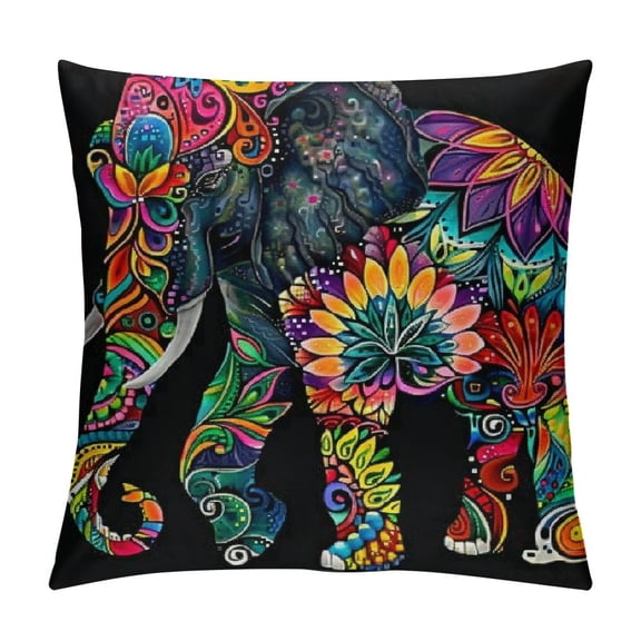 Mandala Floral Elephan n Throw Pillow Case Cushion Cover Home Office Decorative for Sofa Living Room Square