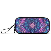 Mandala Floral Pencil Case Stationary Holder Pen Bag Pencil Pouch Tool Organizer 3 Compartments