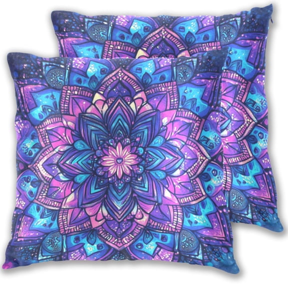 Mandala Floral Throw Pillow Covers Pillowcases 18 x 18 Inch Home Decor 2 Packs for Bedroom Sofa