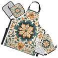thumbnail image 1 of Mandala Flower 5 Pcs Kitchen Set Heat Resistant Oven Mitts and Non-Slip Pot Holders with Adjustable Cooking Apron, 1 of 6