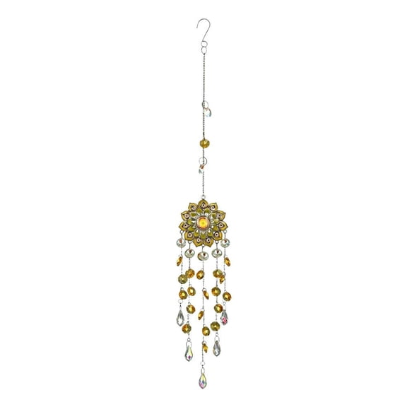 Mandala Flower Crystal Suncatcher, Robust Tree of Life Hanging Prism, Sturdy Resilient Window Rainbow Maker for Garden & Patio Decor, Spiritual Gift, 21.2"