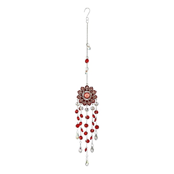 Mandala Flower Crystal Suncatcher, Robust Tree of Life Hanging Prism, Sturdy Resilient Window Rainbow Maker for Garden & Patio Decor, Spiritual Gift, 21.2"