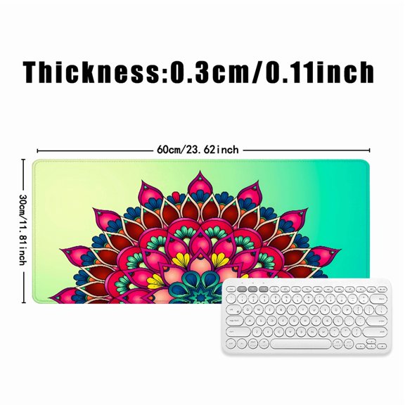 Mandala Flower Design Mouse Pad 31.5 x 11.82 Inches Rubber Desk Mat for Office and Home Use