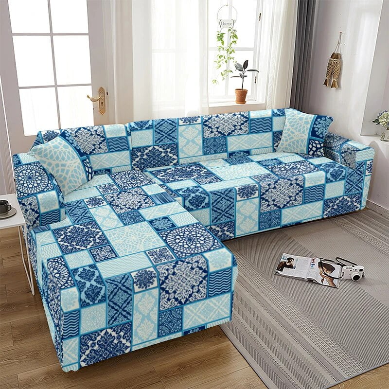 Mandala Flower Elastic Sofa Cover for Living Room Geometric Sofa Chaise Covers Lounge Sectional
