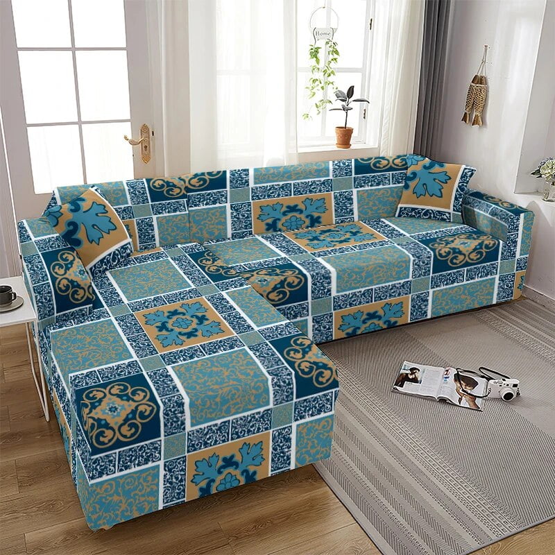 Mandala Flower Elastic Sofa Cover for Living Room Geometric Sofa Chaise