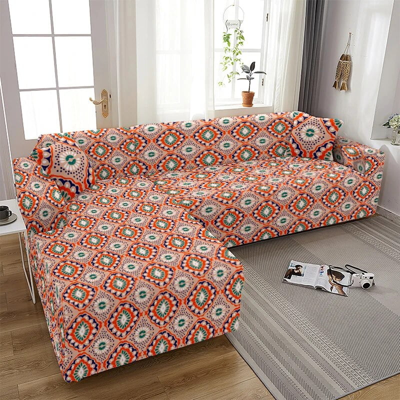 Mandala Flower Elastic Sofa Cover for Living Room Geometric Sofa Chaise Covers Lounge Sectional
