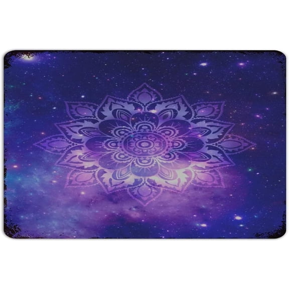Mandala Flower Galaxy Stars Metal Tin Sign Rustic Indoor Wall Decor Nebula Artwork for Room or Bedroom 8 x 12 Inch