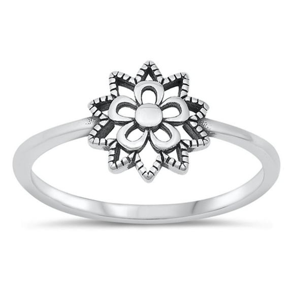 Mandala Flower Sun Guidance Ring .925 Sterling Silver Band Jewelry Female Male Unisex Size 8