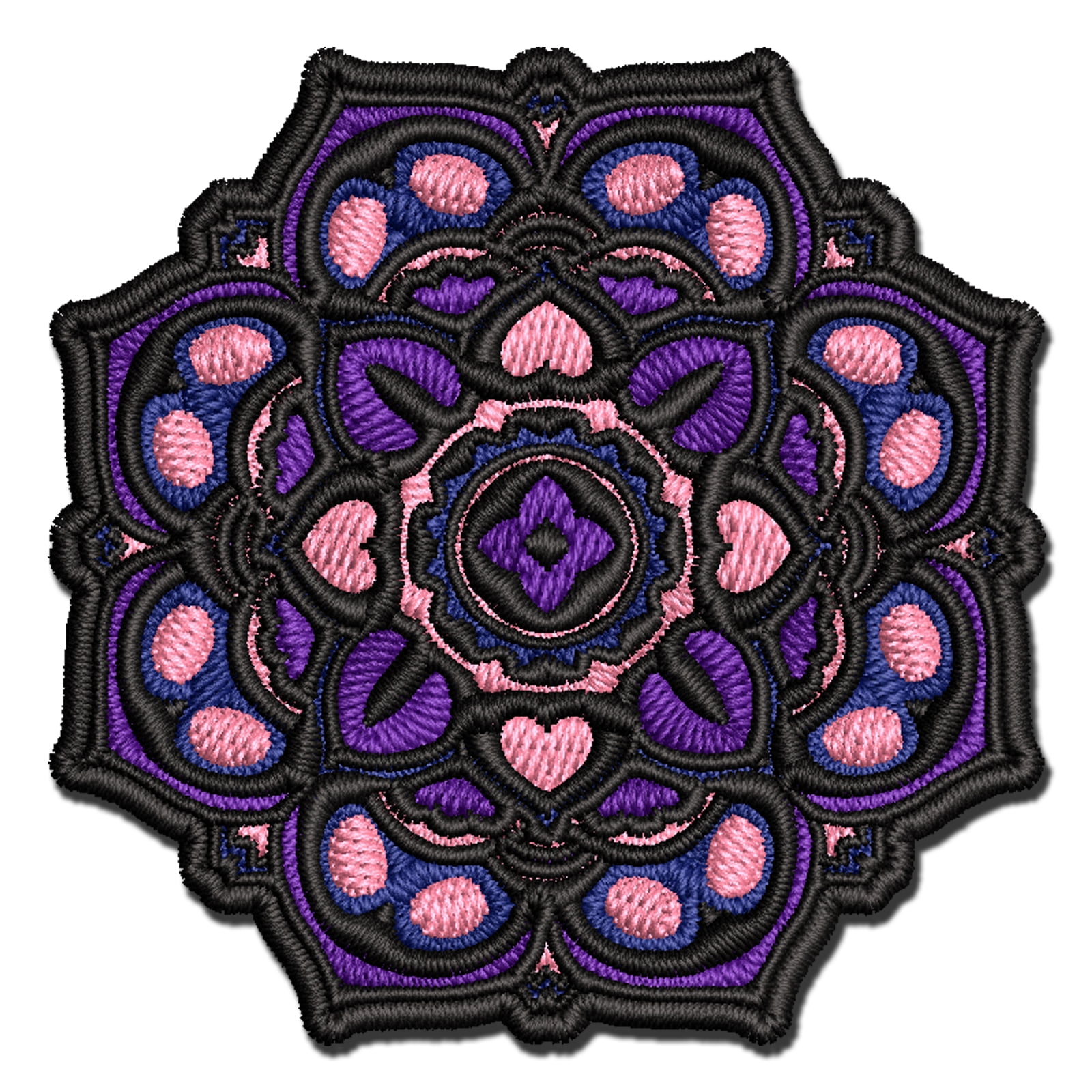 Mandala Geometric Flower Applique Multi-Color Embroidered Hook & Loop Patch - 3.5 Inch Large