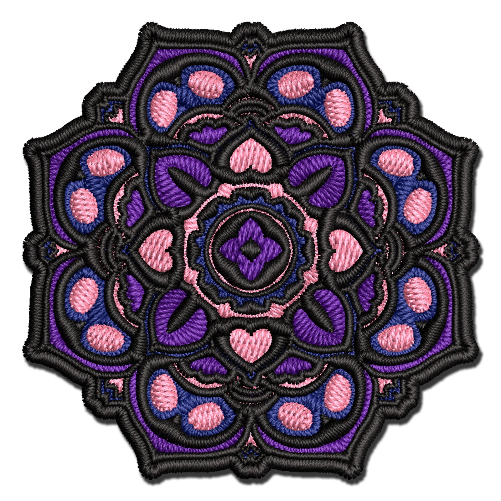 Mandala Geometric Flower Applique Multi-Color Embroidered Iron-On Patch - 3.5 Inch Large
