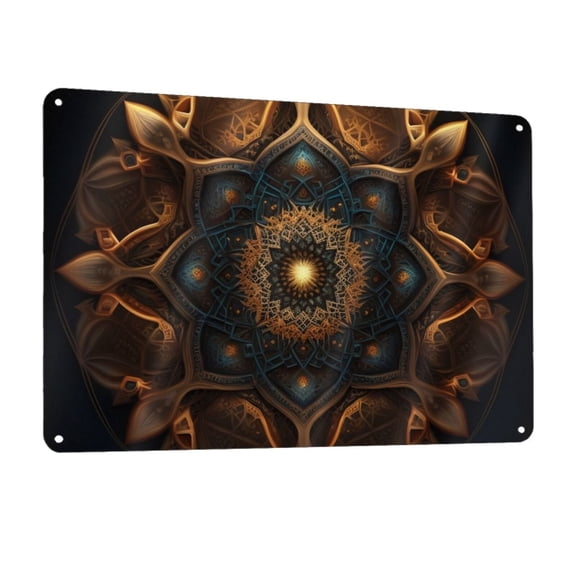 Mandala Geometry Abstract Metal Tin Sign Wall Decor for Home Bars Restaurants Cafes Store Pubs Sign Gift 12 X 8 Inch
