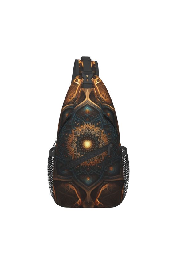 Mandala Geometry Abstract Sling Backpack Shoulder Chest Crossbody Bag Causal Travel Hiking Daypack