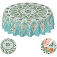 thumbnail image 1 of Mandala Green Waterproof Picnic Patio Party Round Table Cloth Cover Decorations Fabric 60 Inch Circular Tablecloth for 20-47 Inch Home Dining Room Kitchen Decor, 1 of 6