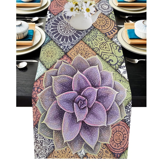 Mandala Grey Blue Texture Table Runner Home Wedding Table Flag Mat Table Centerpieces Decoration Party Dining Long Tablecloth