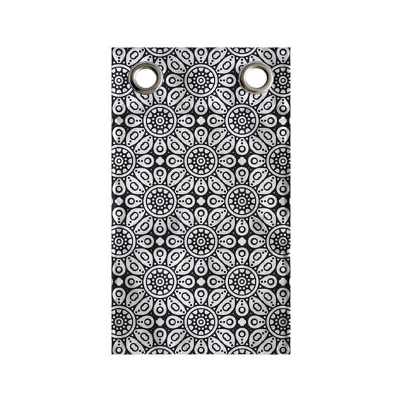 Mandala Hanging Pocket Organizer, Bohemian Oriental Motif Tribal Design Monochromatic Illustration Graphic Art, Printed Polyester Storage Bag with Pockets, 9" x 27", Black and White