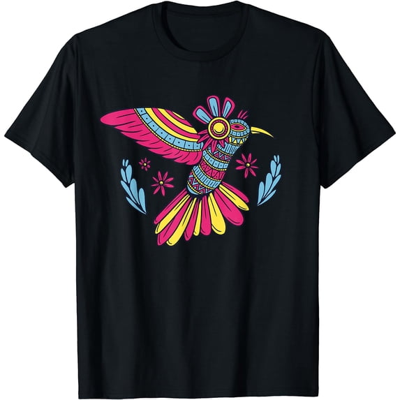 Mandala Hummingbird Bird T-Shirt Black 3X-Large