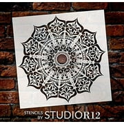 Mandala - India Stencil by StudioR12  Reusable Mylar Template  Use to Paint Wood Signs - Pallets - Pillows - Wall Art - Floor Tile - Select Size 15" x 15"
