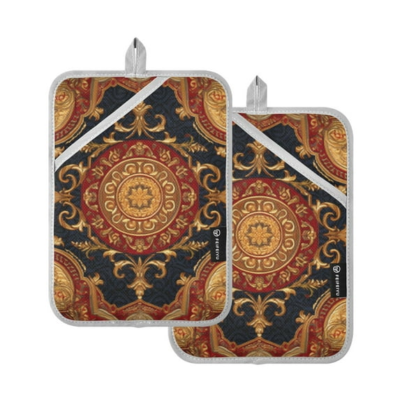 ALAZA Mandala Indian Bohomia Pot Holders Set of 2 Heat Resistant Kitchen Oven Mitts