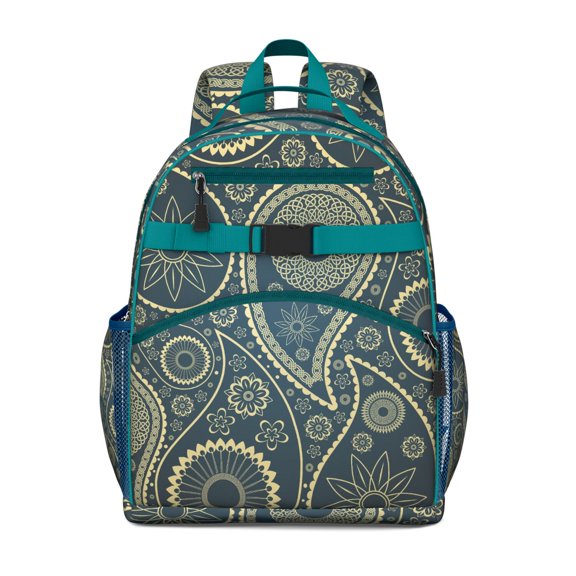 Mandala Inspired Paisley Exotic Artwork Student Backpack Adjustable Shoulder Straps Chest Strap Lightweight Durable School Backpack