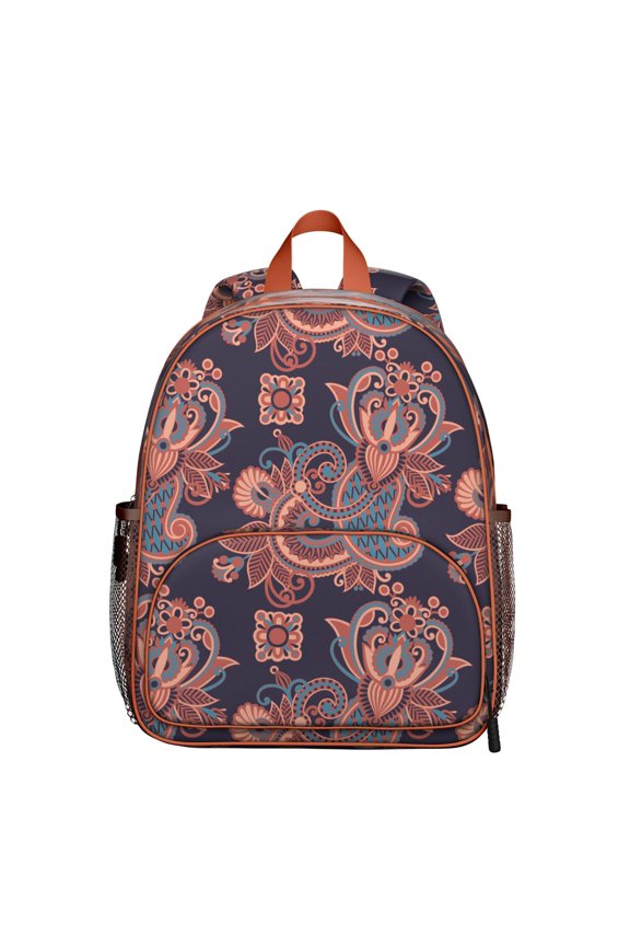 Mandala Inspired Paisley Students Backpack - Colorful Vibrant Indian Tribal Boho Vintage Retro Design, Comfortable Dual Shoulder Support Lightweight Backpack