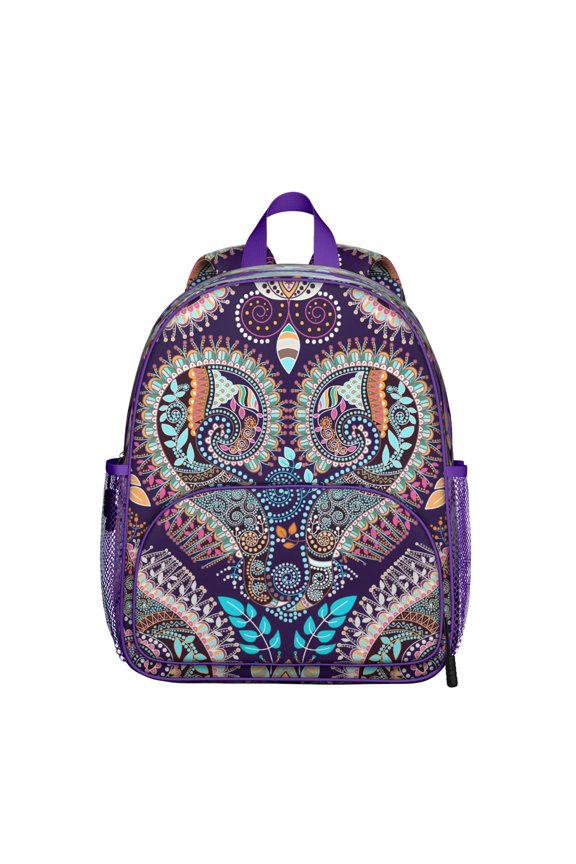 Mandala Inspired Paisley Students Backpack - Colorful Vibrant Indian Tribal Boho Vintage Retro Design, Comfortable Dual Shoulder Support Lightweight Backpack