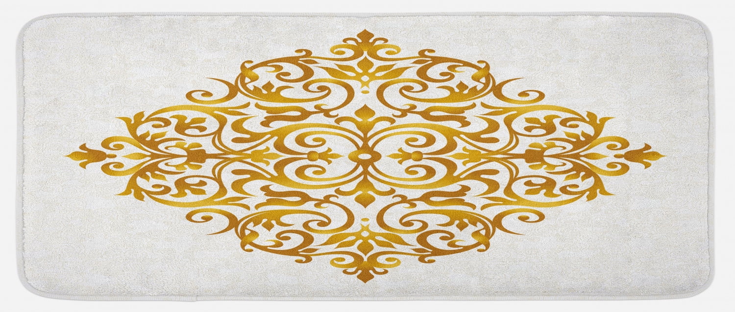 Mandala Kitchen Mat, Victorian Style Traditional Filigree Inspired ...