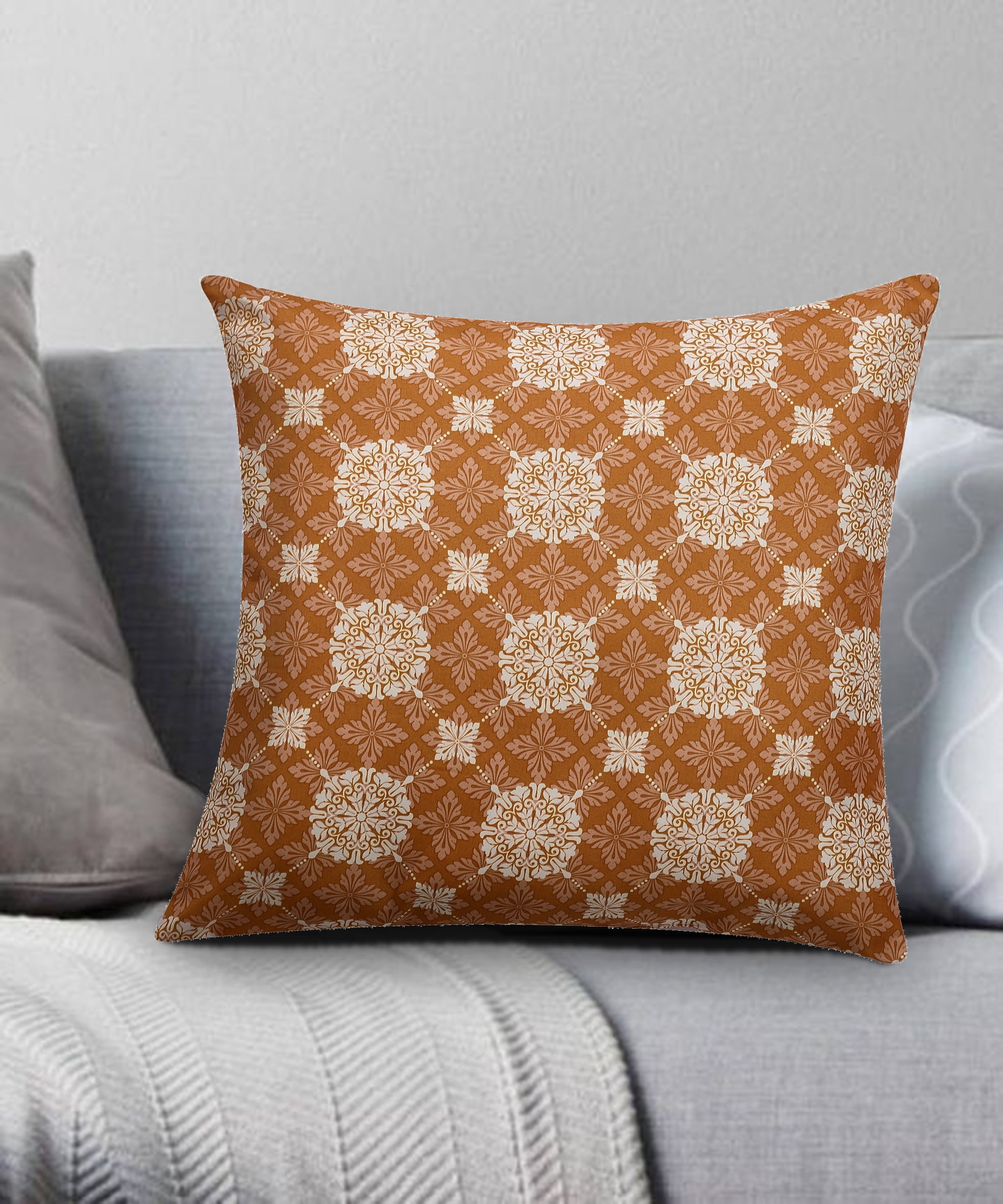 Mandala Lattice Decorative Pillow18x18 Yellow