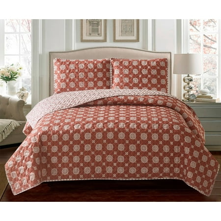 Mandala Lattice and Ironwork 2pc Quilt Set Twin/Twin-XL Red