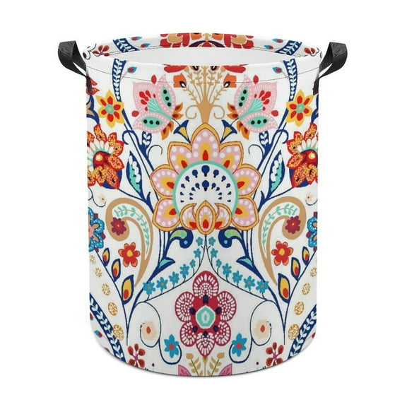 Mandala Laundry Bag, Collapsible Round Laundry Hamper with Handle, Laundry Basket for Clothes, Toys, Extra Tall Washing Bin for Home Storage