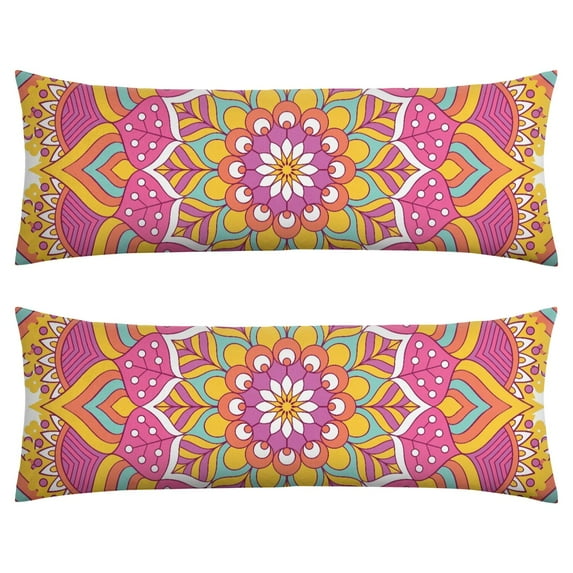 Mandala Long Body Pillow Cover – Soft & Breathable Meditation Fabric, Hidden Zipper, 20"x54", Psychedelic Trippy Print – Gift for Side Sleepers, Pregnancy, Zen Home Decor