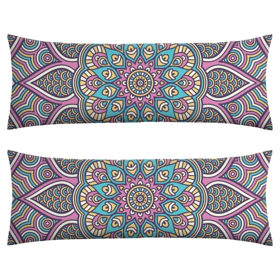 Mandala Long Body Pillow Cover – Soft & Breathable Meditation Fabric, Hidden Zipper, 20"x54", Psychedelic Trippy Print – Gift for Side Sleepers, Pregnancy, Zen Home Decor