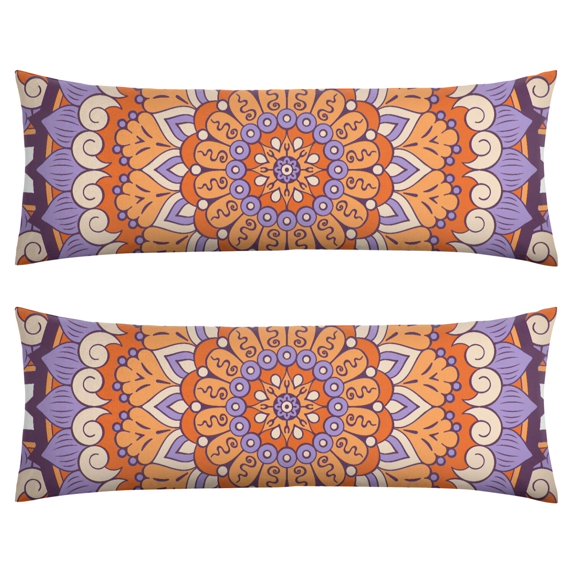 Mandala Long Body Pillow Cover – Soft & Breathable Meditation Fabric, Hidden Zipper, 20"x54", Psychedelic Trippy Print – Gift for Side Sleepers, Pregnancy, Zen Home Decor
