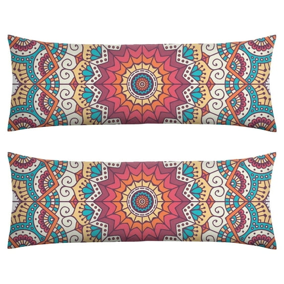 Mandala Long Body Pillow Cover – Soft & Breathable Meditation Fabric, Hidden Zipper, 20"x54", Psychedelic Trippy Print – Gift for Side Sleepers, Pregnancy, Zen Home Decor