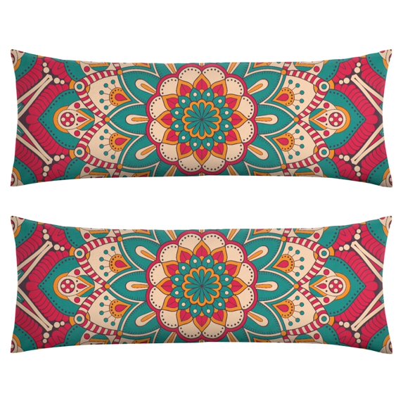 Mandala Long Body Pillow Cover – Soft & Breathable Meditation Fabric, Hidden Zipper, 20"x54", Psychedelic Trippy Print – Gift for Side Sleepers, Pregnancy, Zen Home Decor