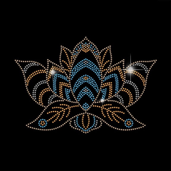 Mandala Lotus Heat Transfer Rhinestones for Clothes Mandala Lotus Iron on Hotfix Transfer Decal Costume Decor for T-Shirt Vest Shoes Hat Jacket Decor Clothing DIY Accessories Mixed Color