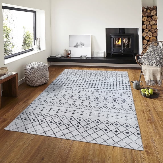 Mandala Machine Washable Area Rug (3' x 5') Non-Slip Low Profile Pile Indoor Washable Rug - Area Rugs for Living Room, Stain-Resistant and Pets Friendly