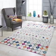 Mandala Machine Washable Area Rug 3'x5' - Non-Slip Low Profile Indoor Rug for Living Room - Stain-Resistant & Pet Friendly