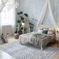 thumbnail image 1 of Mandala 5x7 Area Rug – Ultra-Soft, Geometric Boho Area Rug for Living Room, Office, and Bedroom - Non-Shedding Machine Washable Rug – Ivory & Gray, 1 of 8