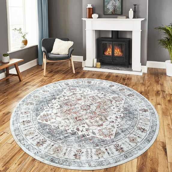 Mandala Machine Washable Area Rug 6R - Non-Slip & Safe Floor Rug - Stain Resistant Bedroom Rug - Comfortable Polyester Material Colorful Rug - Durable Modern Rug for Living Room - Living Room Rugs