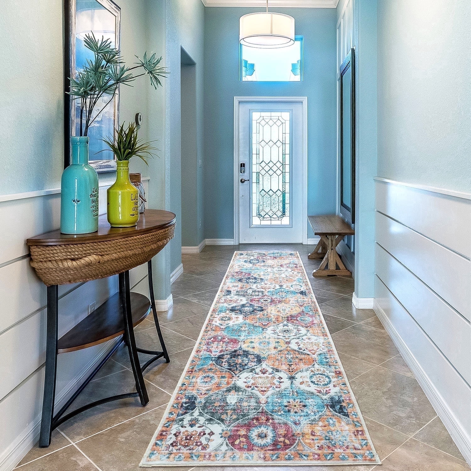 SKOVNISSE Machine Washable Runner Rugs 2x8 - Stain Resistant Colorful ...