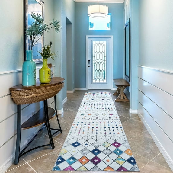 Mandala - Machine Washable Runner Rugs 2 x 8 - Stain Resistant Colorful Runner Rug Clearance - Durable Polyester Material Modern Home Rugs - for Bedroom, Dining Room, Living Room, Hallway, & Kitchen
